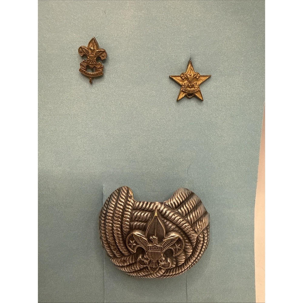 Boy Scouts BSA Neckerchief Scarf Slide Clip, Vintage Metal, & 2 Pins Vintage
